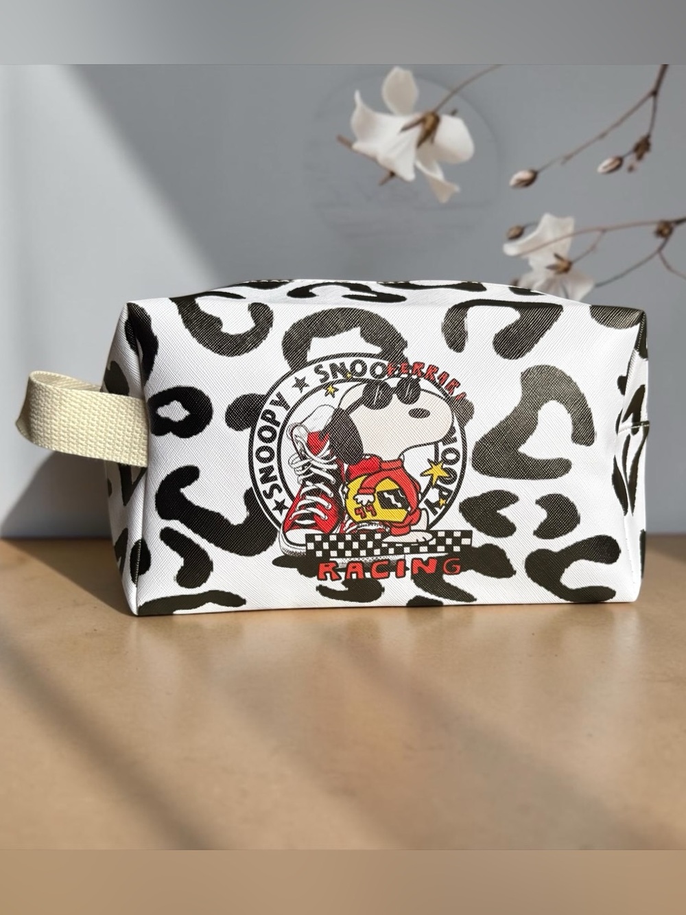 Snoopy Racing Leopard Print Cosmetic Pouch